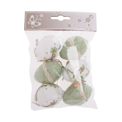 ZÁVES VAJÍČKA ZELENO-BIELE S/6 PLAST 6CM