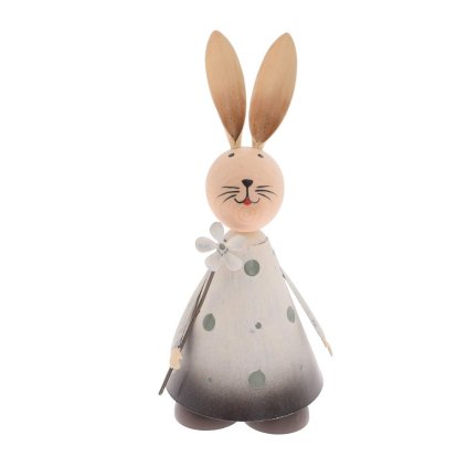 ZAJAC S KVETOM BIELO-SIVÝ PLECH 19*8,3*8,3CM