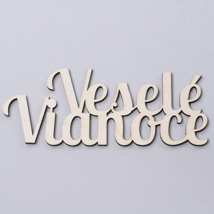 VÝREZ- VESELÉ VIANOCE DREVENÝ BIELY 20X7,5CM