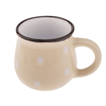 Keramický hrnček s bodkami svetložltý 75ml