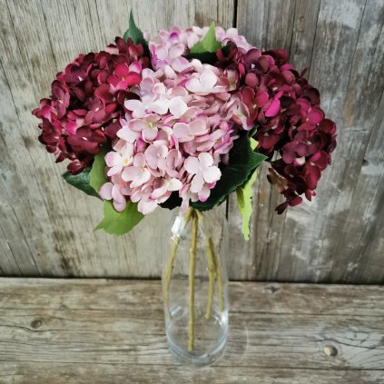 UMELÝ KVET  HYDRANGEA MIX 3FARBY 55CM CENA ZA 1KS