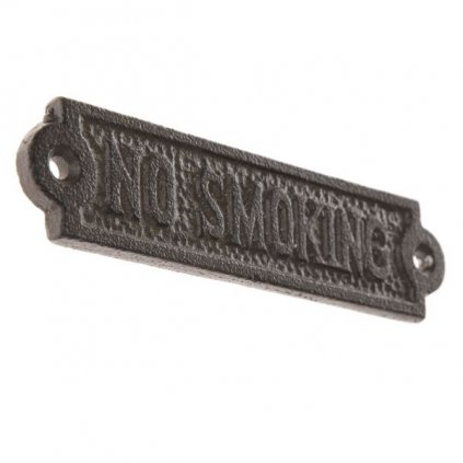 Ceduľa na stenu "no smoking" liatinová 18×4×0,5cm