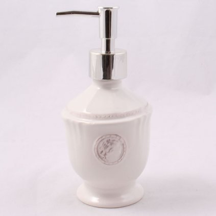 Dávkovač na mydlo keramika biely (0,2l) 8.1×8.1×17.1cm