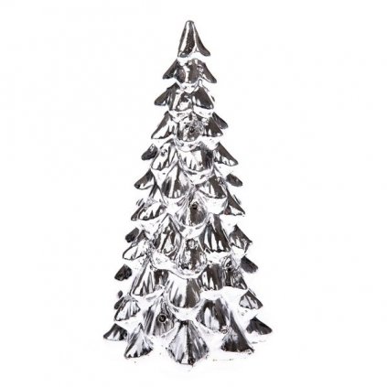 Polyresinový stromček s LED svetlom - strieborný 8,7x16,7x8,6 cm