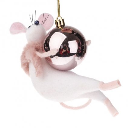 Závesná myš s guľou - ružová