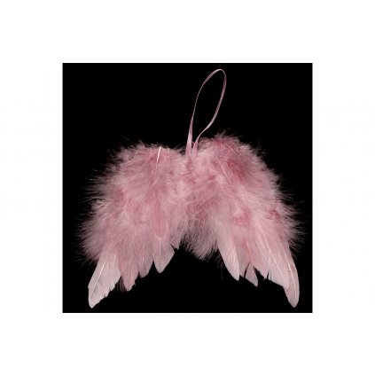 Anjelské krídla z peria ružové 18x16cm
