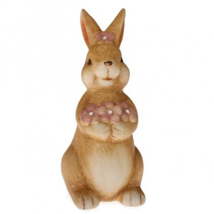 Keramický zajac s kvetinou 11,5x24x10 cm