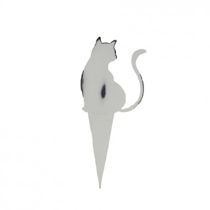Zápich mačka dekorácia biela kovová 7x17cm