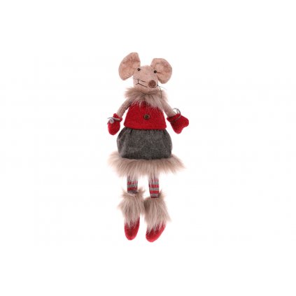 Myška v sukni sediaca textilná dekorácia červená 17*11.5*40CM