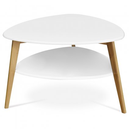 Stôl konferenčný - 78x77x50 cm, MDF biela doska, nohy bambus prírodný odtien