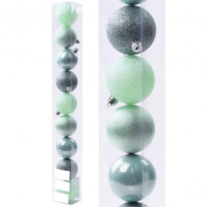 vianočné gule plastové tyrkysovo zelené 6CM cena za 9ks