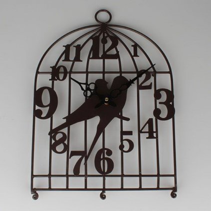 Kovové hodinky s vtáčikmi 42×30×3 cm