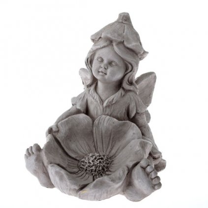 Záhradná víla (magnesium) - sivá, keramika 27 x 29,5 x 25,5 cm