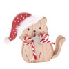 Drevená vianočná mačka 9x10x3 cm
