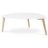 Stôl konferenčný 120x60x45 cm, MDF biela doska, nohy bambus prírodný odtieň