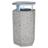 Betonový odpadkový koš šestihranný 85l s pozinkovaným krytem