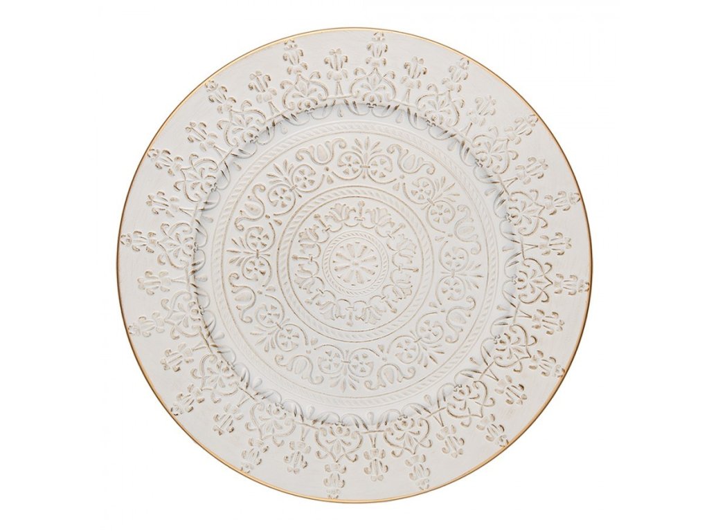 bilo zlaty kulaty servirovaci podnostalir ornament o 331 cm