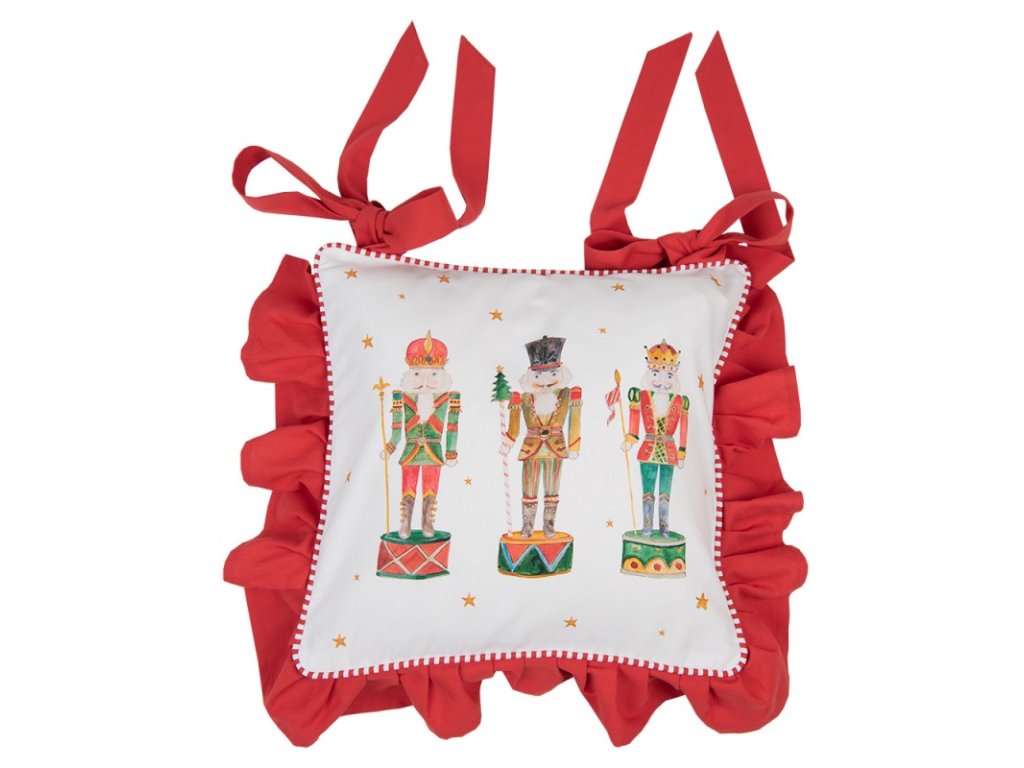 hlc25 chair cushion cover 40x40 cm white red cotton nutcrackers square christmas pillow