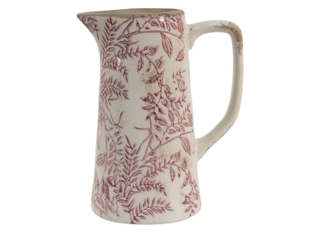 6ce1401l dekorativer krug 201325 cm rosa beige keramik blatter wasserkrug