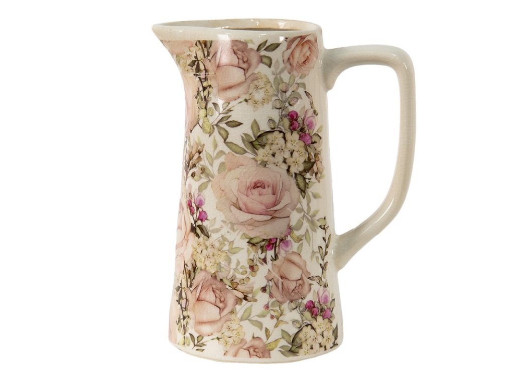 6ce1413l dekorativer krug 201325 cm rosa keramik blumen wasserkrug
