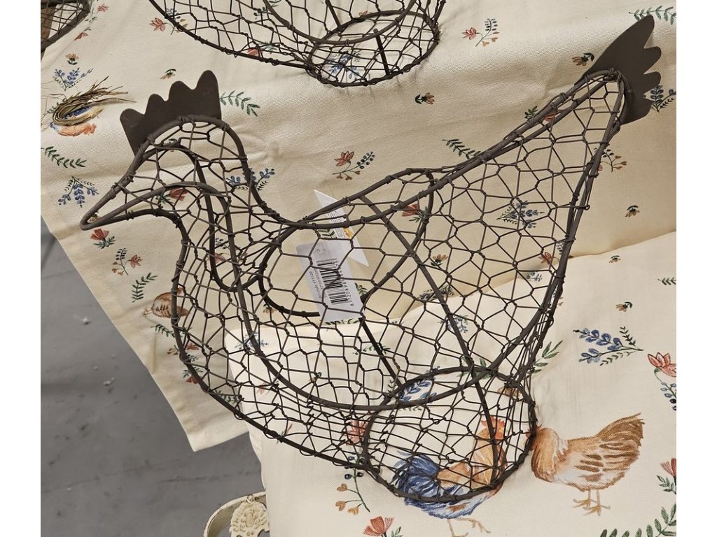 hnedy drateny dekoracni kosik slepicka chicken 301225 cm