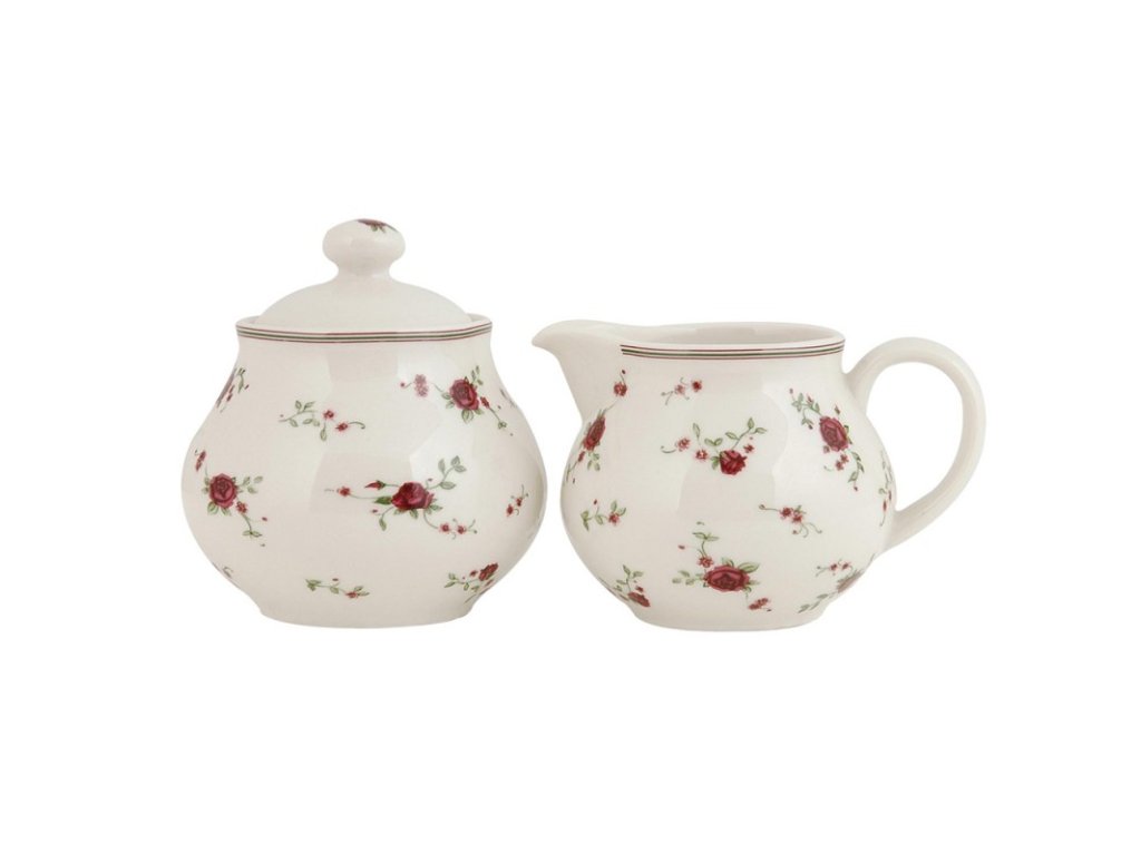 lprcrsu milk and sugar set 12x9x8 o 9x10 cm beige ceramic flowers round