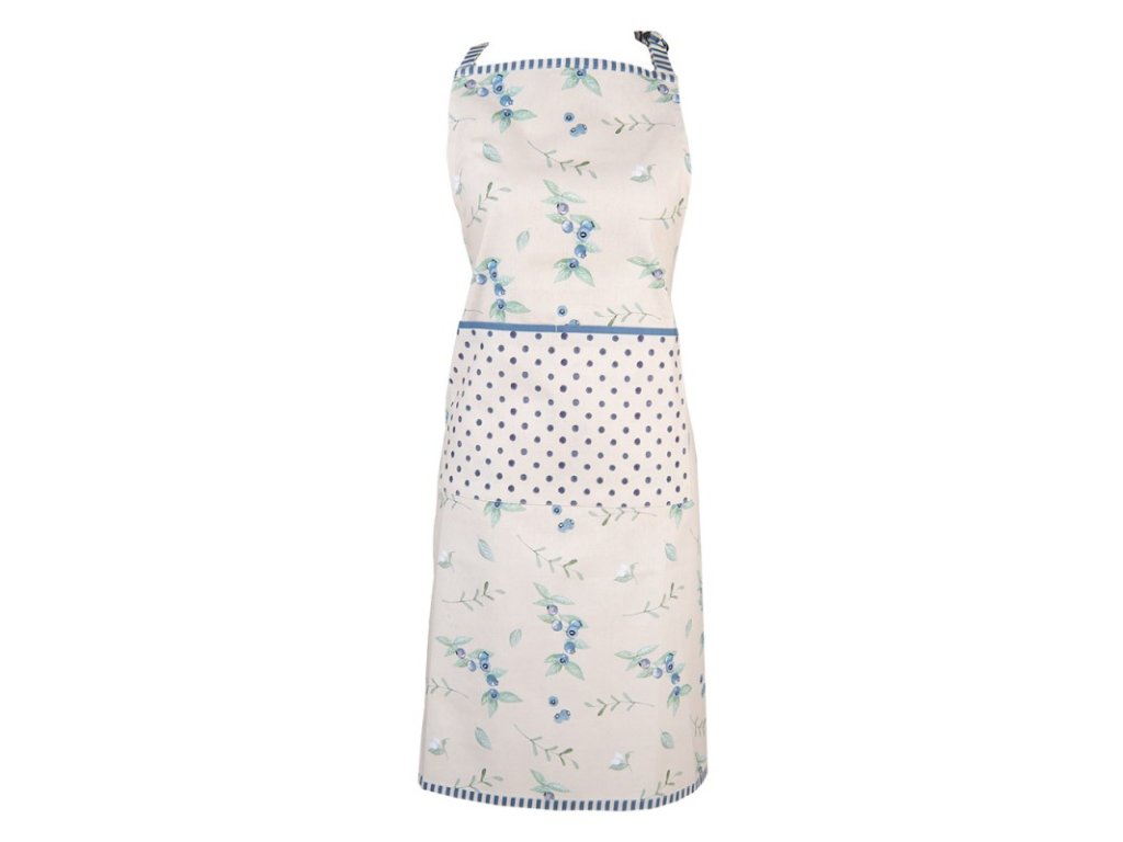 bbf41 kitchen apron 7085 cm beige blue cotton blueberries