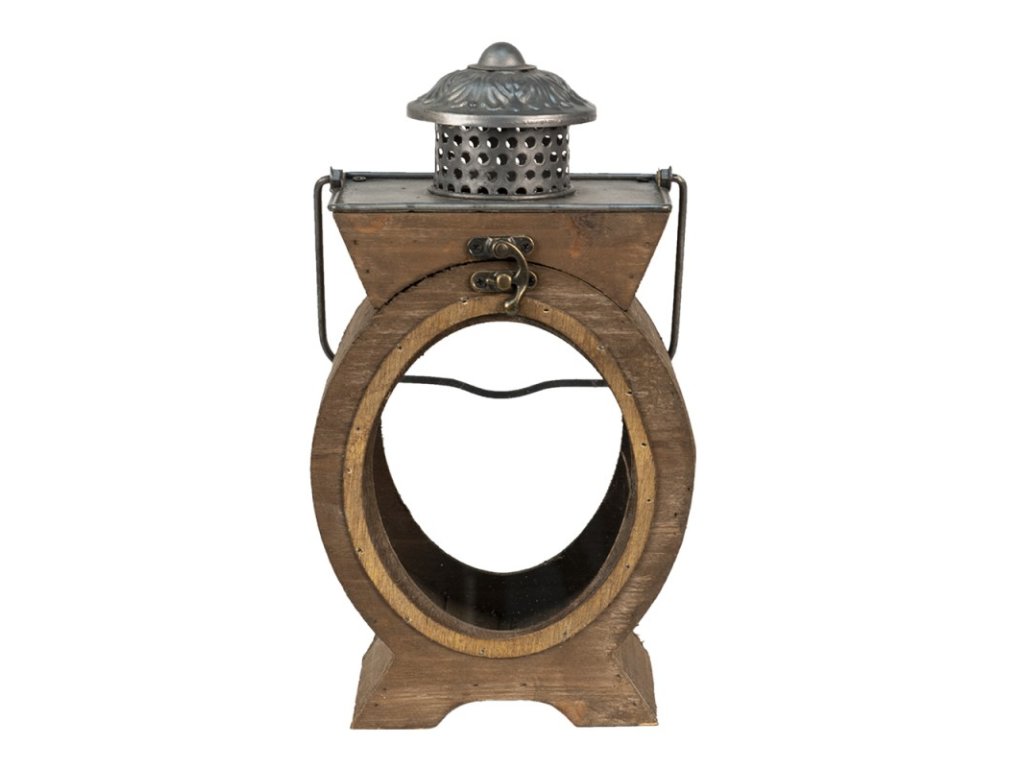 64954 lantern 16x12x28 cm brown wood glass oval