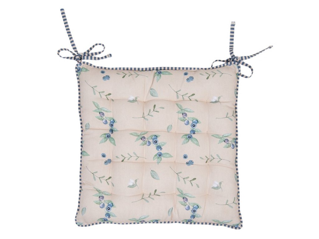 bbf29 stoelkussen foam 40404 cm beige blue cotton blueberries square zitkussen tuinkussen