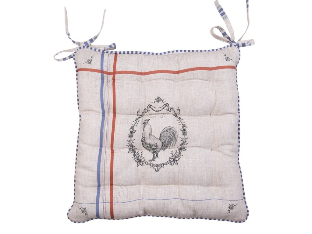 dfr29 chair cushion 40x40x4 cm beige cotton rooster