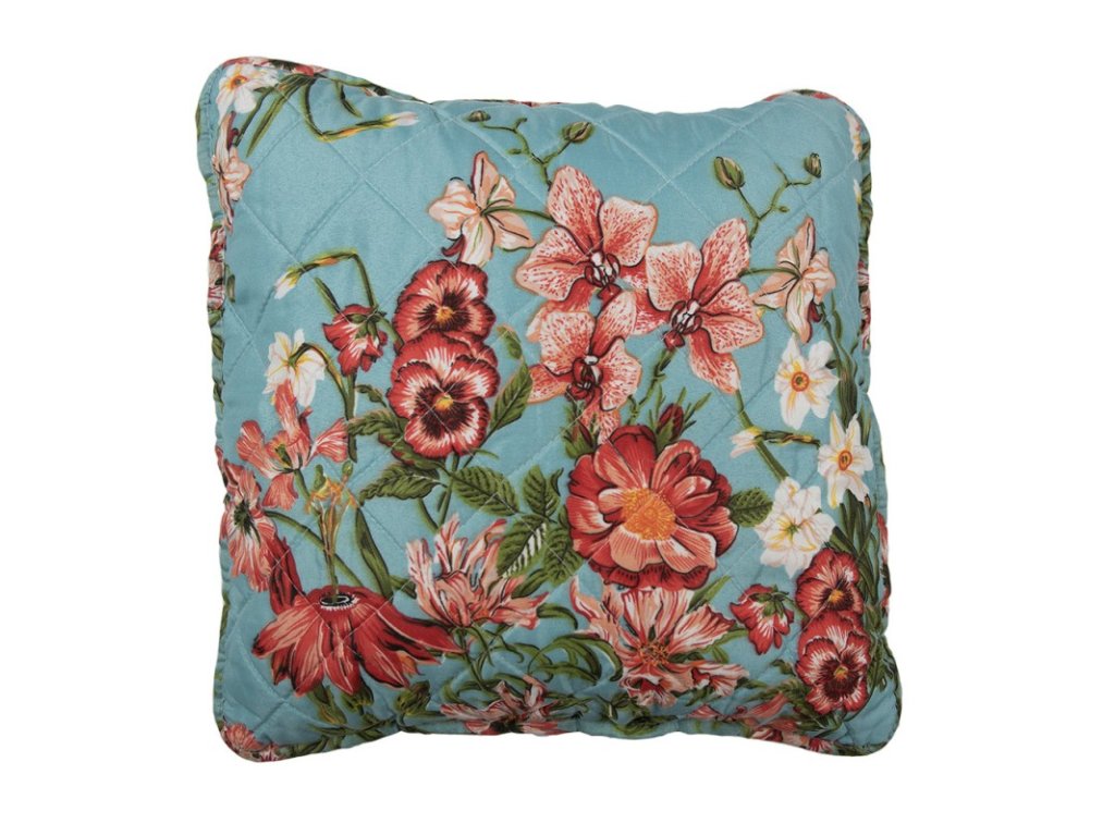 q197020 kissenbezug 40x40 cm blau rosa baumwolle polyester blumen dekokissenbezug