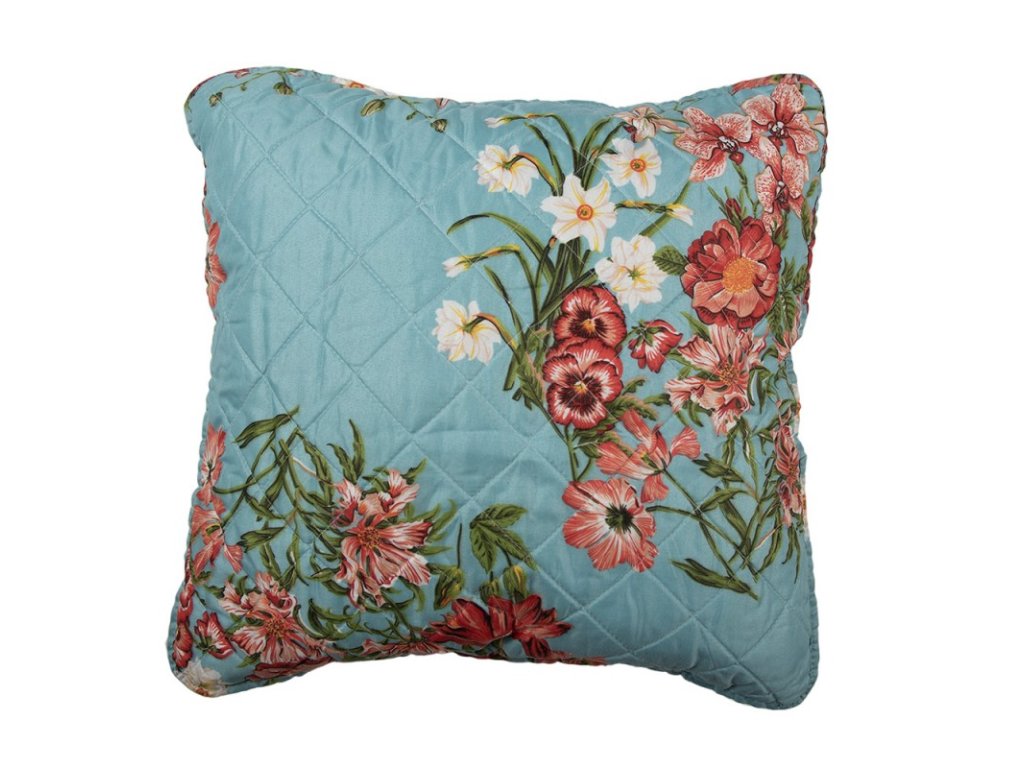 q197030 kissenbezug 50x50 cm blau rosa baumwolle polyester blumen dekokissenbezug