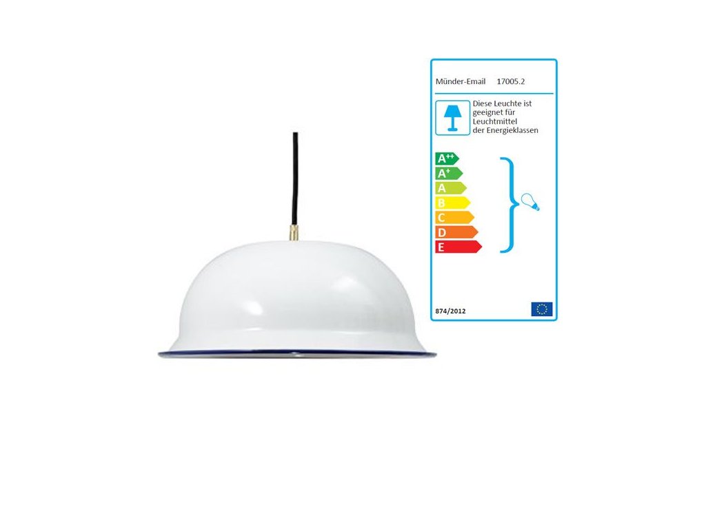 Muender Email Lampe Wei Blau 36 cm .962384a
