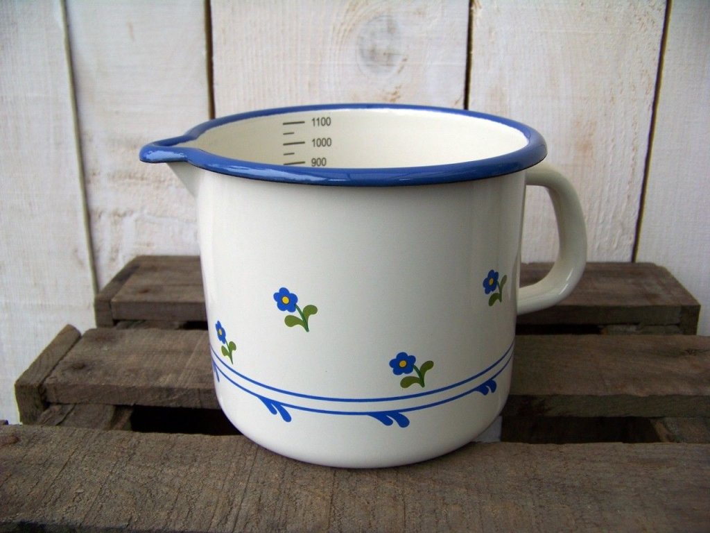 Emaille Milchtopf 1 ltr Blümchen NEU Topf Email