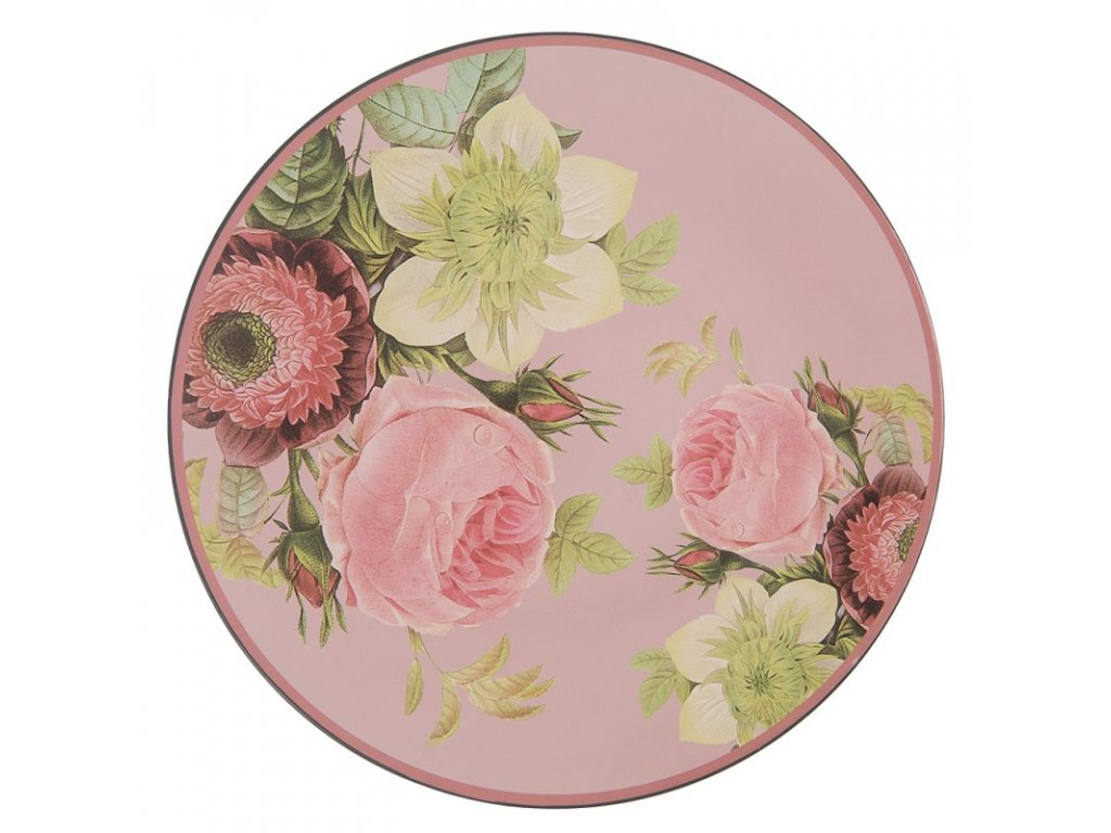 fbf85 1 charger plate o 33 cm pink green melamine flowers