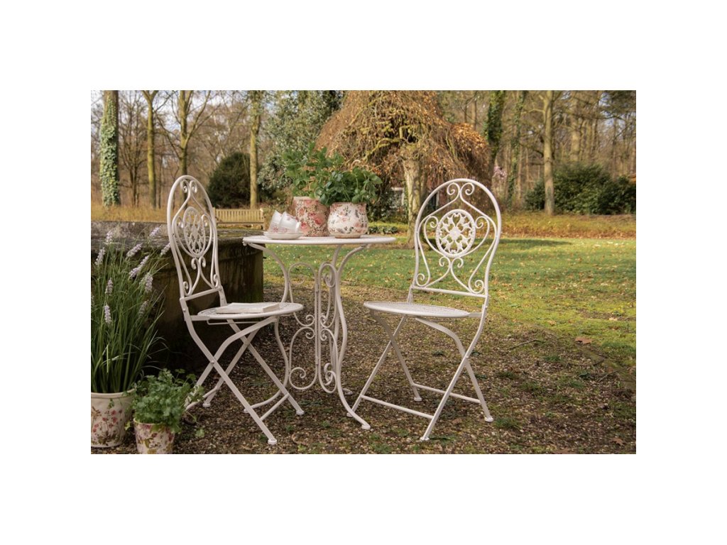 5y0189 bistro set bistro table bistro chair set of 3 o 60x70 white iron balcony set (3)