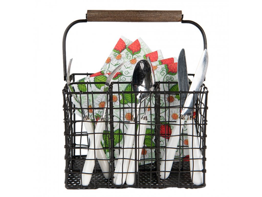 6y4674 cutlery tray 22x14x15 cm black iron utensil holder (3)