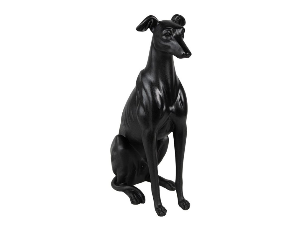 6pr5069 decorative dog figurine 20x10x30 cm black plastic