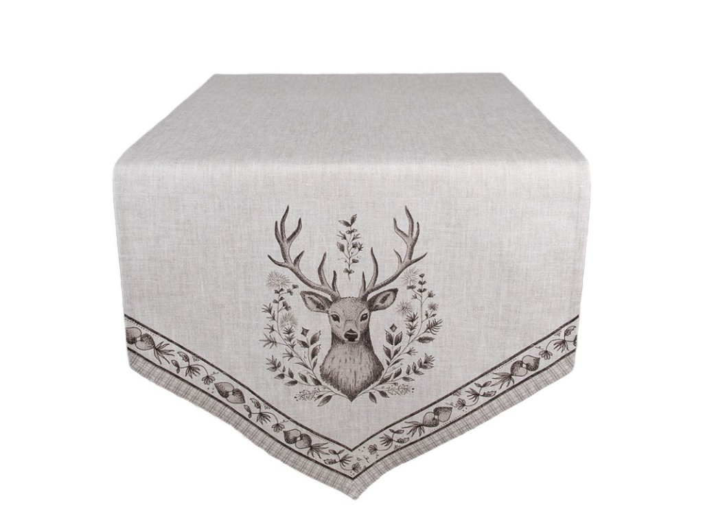gtw65 table runner 50x160 cm beige cotton deer tablecloth