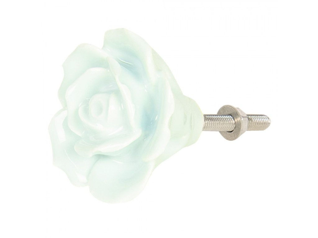 svetle mintova porcelanova uchytka ruze o 4 cm