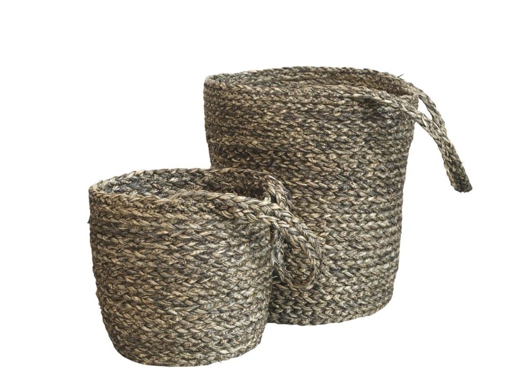 2ks závěsný úložný koš z mořské trávy Loani - Ø 27*30/ Ø 20*20 cm