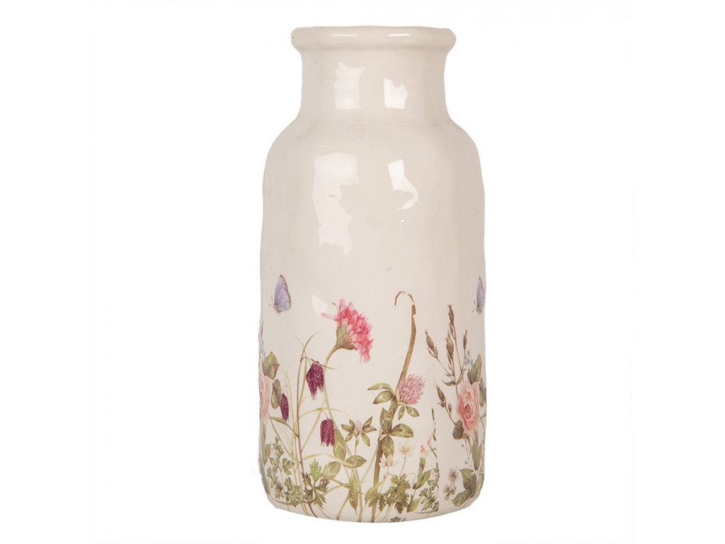 bezova keramicka vaza s lucnimi kvety flowers of love l o 1532 cm