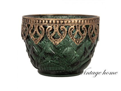 zeleny skleneny svicen na cajovou svicku o 108 c