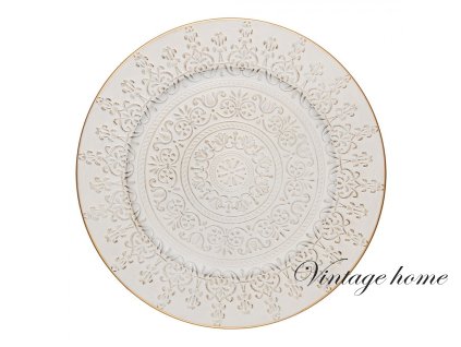 bilo zlaty kulaty servirovaci podnostalir ornament o 331 cm