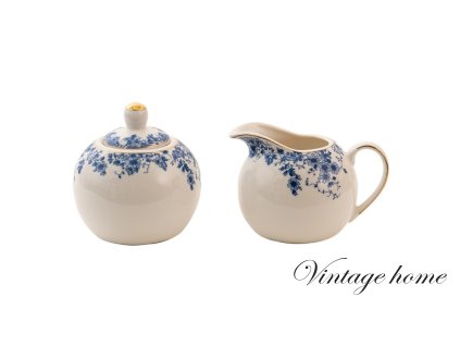 porcelanova cukrenka a mlekovka talir s modrymi kvety blue flowers 1198 o 99 cm