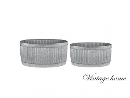 6y4886 decorative zinc tub set of 2 52x25x26 cm grey metal oval