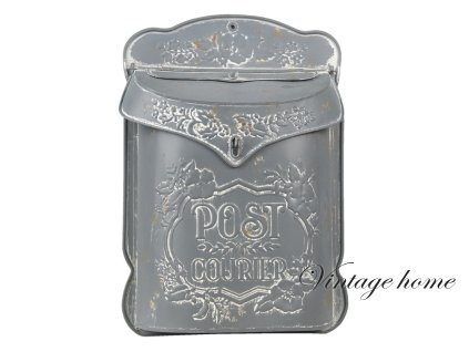 6y4790 letterbox wall 26x8x39 cm grey white metal flowers