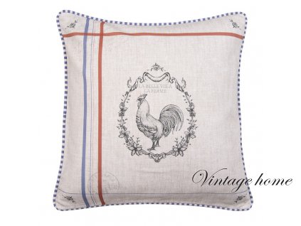 dfr21 cushion cover 40x40 cm beige cotton rooster