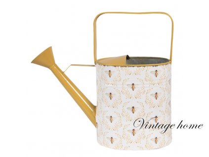 6y5517 decorative watering can 33x12x32 cm white metal bees