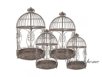 5y1202 bird cage decoration set of 4 brown iron